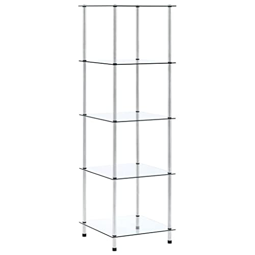 WRJENFSC Vitrine Regal Transparent 40x40x130 cm mit 5 Ablagen aus Hartglas und Edelstahl Modernes Design für Wohnzimmer Büro Bad WRJENFSC Vitrine Regal Transparent 40x40x130 cm mit 5 Ablagen aus Hartglas und Edelstahl Modernes Design für Wohnzimmer Büro Bad von WRJENFSC