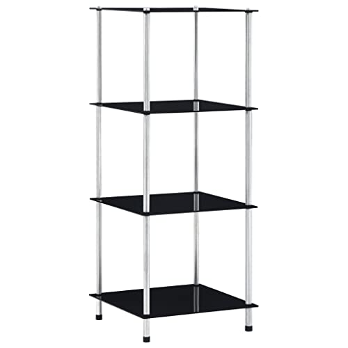 WRJENFSC Vitrine Regal schmal Schwarz 40x40x100 cm mit 4 Hartglas Ablagen Edelstahl Stehendes Eckregal für Wohnzimmer Büro Badezimmer WRJENFSC Vitrine Regal schmal Schwarz 40x40x100 cm mit 4 Hartglas Ablagen Edelstahl Stehendes Eckregal für Wohnzimmer Büro Badezimmer von WRJENFSC