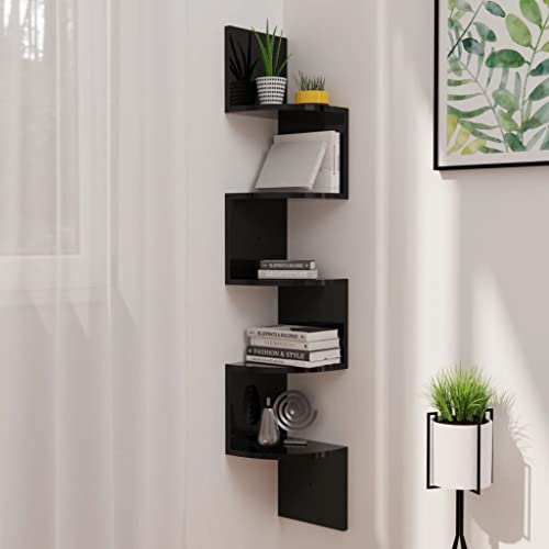 WRJENFSC Wand-Eckregal Hochglanz-Schwarz 19x19x123 cm aus Holzwerkstoff Platzsparendes Eckregal für Wandmontage in Wohnzimmer Bad oder Küche zur Aufbewahrung und Dekoration WRJENFSC Wand-Eckregal Hochglanz-Schwarz 19x19x123 cm aus Holzwerkstoff Platzsparendes Eckregal für Wandmontage in Wohnzimmer Bad oder Küche zur Aufbewahrung und Dekoration von WRJENFSC