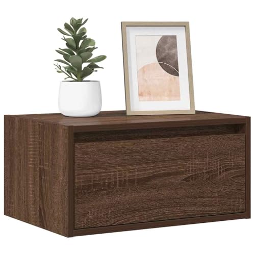 WRJENFSC Wand-Nachttisch mit LED-Leuchten Braun Eichen-Optik Tv Table Couchtisch Tv Schrank Tv Stand Cabinet für Schlafzimmer Inneres Flur Wohnstube von WRJENFSC