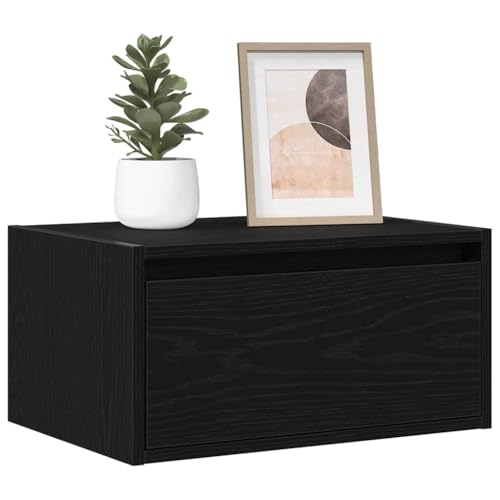 WRJENFSC Wand-Nachttisch mit LED-Leuchten Schwarz Eichen-Optik Tv Table Couchtisch Tv Schrank Tv Stand Cabinet für Schlafzimmer Inneres Flur Wohnstube von WRJENFSC