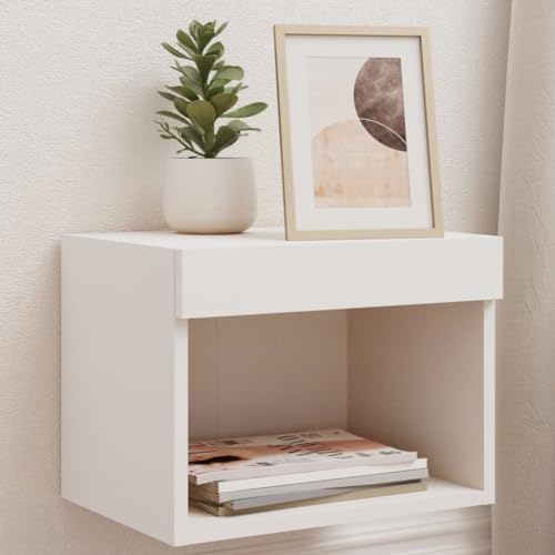 WRJENFSC Wand-Nachttisch mit LED-Leuchten Weiß Fernseher Schrank Tv Sideboard Wohnzimmer Tv Ständer Tv Tisch für Schlafzimmer Wohnstube Flur Inneres von WRJENFSC