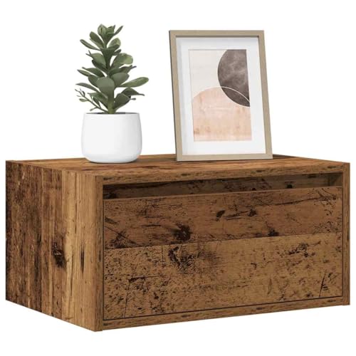 WRJENFSC Wand-Nachttische mit LED-Leuchten 2 STK. Altholz-Optik Tv Table Couchtisch Tv Schrank Tv Stand Cabinet für Schlafzimmer Inneres Flur Wohnstube von WRJENFSC