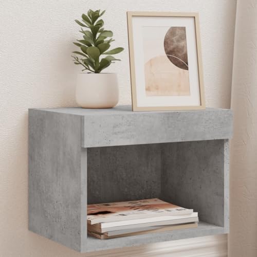 WRJENFSC Wand-Nachttische mit LED-Leuchten 2 STK. Betongrau Fernseher Schrank Tv Sideboard Wohnzimmer Tv Ständer Tv Tisch für Schlafzimmer Wohnstube Flur Inneres von WRJENFSC