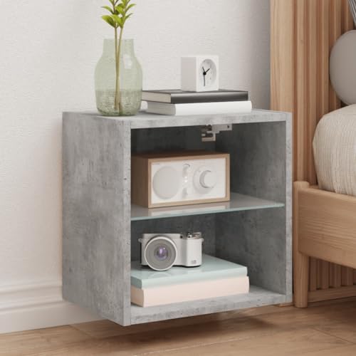 WRJENFSC Wand-Nachttische mit LED-Leuchten 2 STK. Betongrau Schränke Tv Ständer Wohnzimmer Möbel Buffetschrank für Schlafzimmer Wohnstube Inneres Flur von WRJENFSC