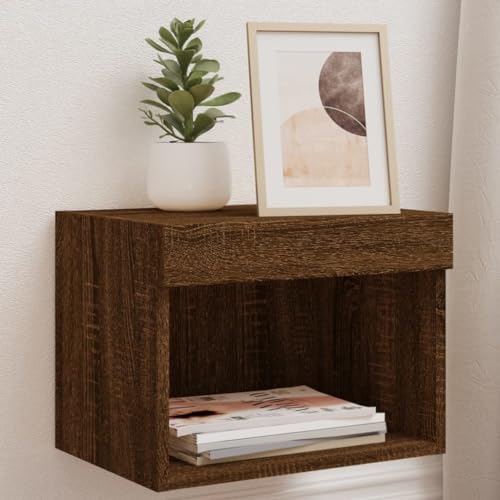 WRJENFSC Wand-Nachttische mit LED-Leuchten 2 STK. Braun Eichen-Optik Fernseher Schrank Tv Sideboard Wohnzimmer Tv Ständer Tv Tisch für Schlafzimmer Wohnstube Flur Inneres von WRJENFSC