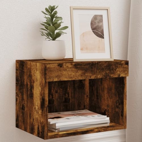 WRJENFSC Wand-Nachttische mit LED-Leuchten 2 STK. Räuchereiche Fernseher Schrank Tv Sideboard Wohnzimmer Tv Ständer Tv Tisch für Schlafzimmer Wohnstube Flur Inneres von WRJENFSC