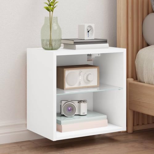 WRJENFSC Wand-Nachttische mit LED-Leuchten 2 STK. Weiß Schränke Tv Ständer Wohnzimmer Möbel Buffetschrank für Schlafzimmer Wohnstube Inneres Flur WRJENFSC Wand-Nachttische mit LED-Leuchten 2 STK. Weiß Schränke Tv Ständer Wohnzimmer Möbel Buffetschrank für Schlafzimmer Wohnstube Inneres Flur von WRJENFSC