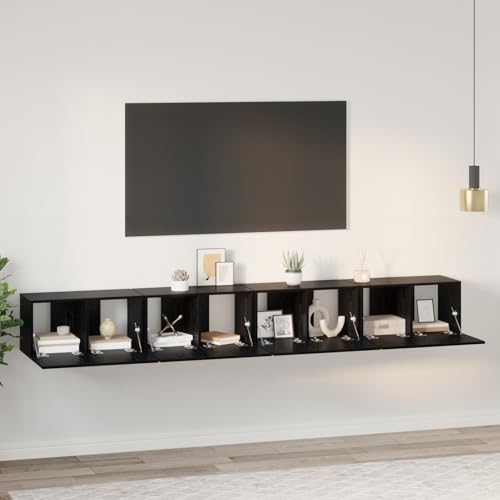 WRJENFSC Wandmontierter TV-Schrank Set 4-teilig Schwarz Eiche Holzwerkstoff 30x60x30,5 cm Modernes Design Platzsparend für Wohnzimmer Garage WRJENFSC Wandmontierter TV-Schrank Set 4-teilig Schwarz Eiche Holzwerkstoff 30x60x30,5 cm Modernes Design Platzsparend für Wohnzimmer Garage von WRJENFSC