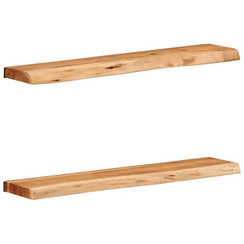 WRJENFSC Wandregal Akazie Holz 80x20x3,5 cm 2 Stück Schwebendes Regalbrett für Wohnzimmer Küche Badezimmer Dekorative Massivholz Ablage von WRJENFSC