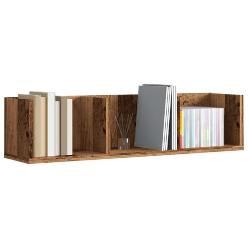 WRJENFSC Wandregal Altholz CD Regal 75x18x18 cm Holzwerkstoff Schwebendes Design mit 3 Fächern Stabile Aufbewahrung für CDs DVDs Bücher Deko Wohnzimmer Küche Badezimmer von WRJENFSC