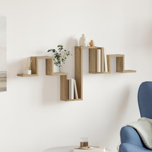 WRJENFSC Wandregal Artisan Eiche 104.5x10x43 cm Rechteckig aus Holzwerkstoff Matt Finish für Deko Bücher Wohnzimmer Schlafzimmer Büro mit schlankem Design von WRJENFSC