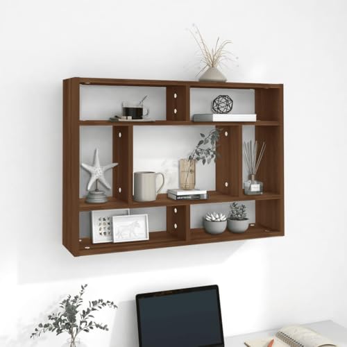 WRJENFSC Wandregal Braun Eichen-Optik Holzwerkstoff Schweberegal 75x16x55 cm Stauraum Regal für Wohnzimmer Küche Bad Wanddeko Hängendes Regal WRJENFSC Wandregal Braun Eichen-Optik Holzwerkstoff Schweberegal 75x16x55 cm Stauraum Regal für Wohnzimmer Küche Bad Wanddeko Hängendes Regal von WRJENFSC