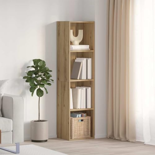 WRJENFSC Wandregal Bücherregal Altholz-Optik 36x30x143 cm Holzwerkstoff mit 4 Fächern schmal für Wohnzimmer Badezimmer Küche Deko von WRJENFSC