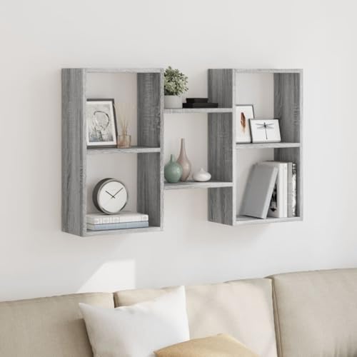 WRJENFSC Wandregal Grau Sonoma 96x18x60 cm Holzwerkstoff Schwebendes Regal für Wohnzimmer Küche Badezimmer Robust Langlebig Modernes Design von WRJENFSC