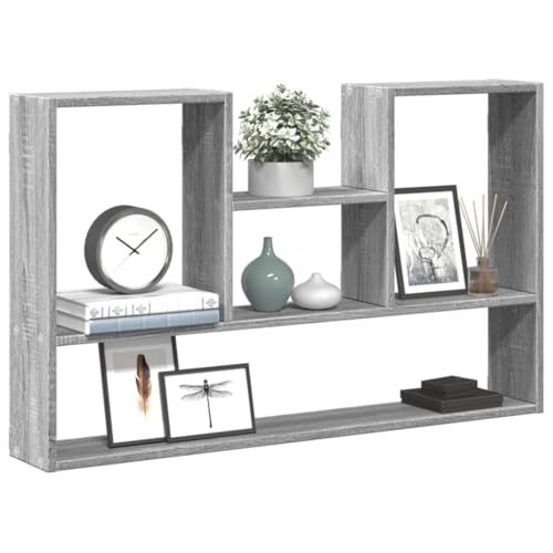 WRJENFSC Wandregal Grau Sonoma 99x15x60 cm Holzwerkstoff Schwebendes Regal mit Modernem Design für Stauraum in Wohnzimmer Küche Badezimmer von WRJENFSC
