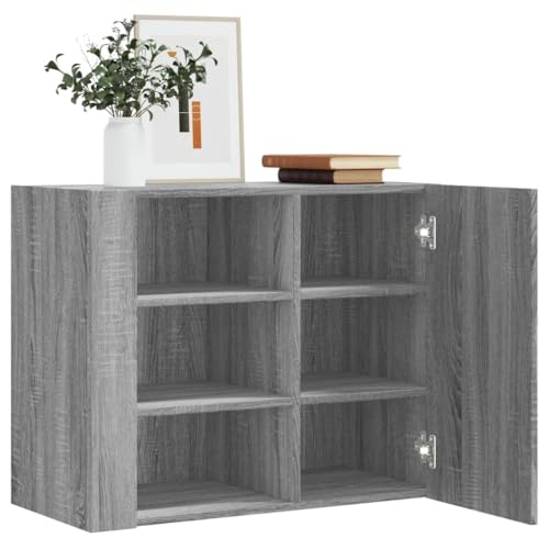 WRJENFSC Wandregal Grau Sonoma aus Holzwerkstoff 75x35x60 cm mit 6 Fächern für dekorative Wandmontage in Wohnzimmer Küche oder Bad von WRJENFSC
