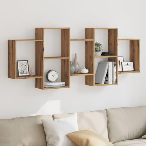 WRJENFSC Wandregal Holzwerkstoff 159x18x65cm Artisan-Eiche Schwebendes Regal mit Stauraum für Wohnzimmer Küche Bad Bücher Deko WRJENFSC Wandregal Holzwerkstoff 159x18x65cm Artisan-Eiche Schwebendes Regal mit Stauraum für Wohnzimmer Küche Bad Bücher Deko von WRJENFSC