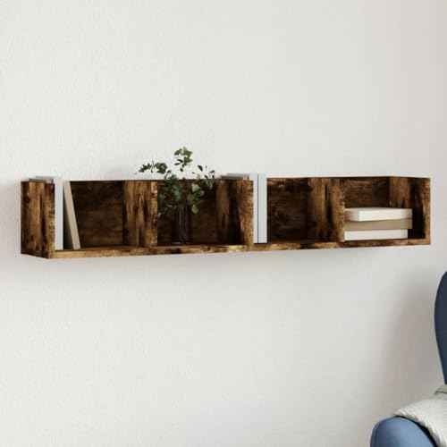 WRJENFSC Wandregal Räuchereiche Holzwerkstoff 99x18x16,5 cm Schwebendes Regal mit Elegantem Design für Wohnzimmer Küche Bad von WRJENFSC