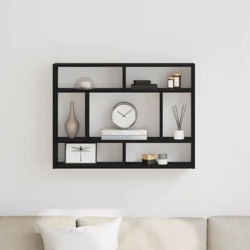WRJENFSC Wandregal Schmal Klein Schwarz Eichen-Optik Holzwerkstoff 75x16x55 cm für Bücherregal Dekoration Aufbewahrung Wohnzimmer Büro Badezimmer WRJENFSC Wandregal Schmal Klein Schwarz Eichen-Optik Holzwerkstoff 75x16x55 cm für Bücherregal Dekoration Aufbewahrung Wohnzimmer Büro Badezimmer von WRJENFSC