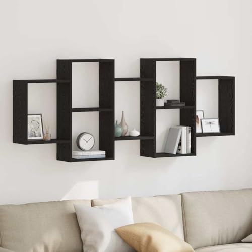 WRJENFSC Wandregal Schwarz Eichen-Optik 159x18x65 cm Holzwerkstoff Floating Shelves Wandregal Küche Gewürzregal Cd Regal für Badezimmer Küche Schlafzimmer Wohnzimmer WRJENFSC Wandregal Schwarz Eichen-Optik 159x18x65 cm Holzwerkstoff Floating Shelves Wandregal Küche Gewürzregal Cd Regal für Badezimmer Küche Schlafzimmer Wohnzimmer von WRJENFSC