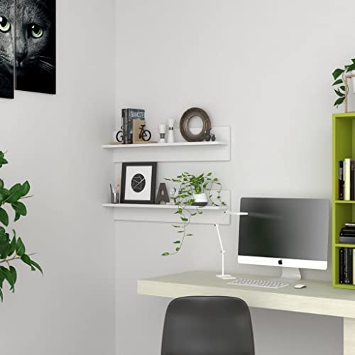 WRJENFSC Wandregal Set 2 Stück Weiß 80x11,5x18 cm Modernes Design Holzwerkstoff Schmal Regal für Wohnzimmer Küche Bad Bücher Deko CDs von WRJENFSC