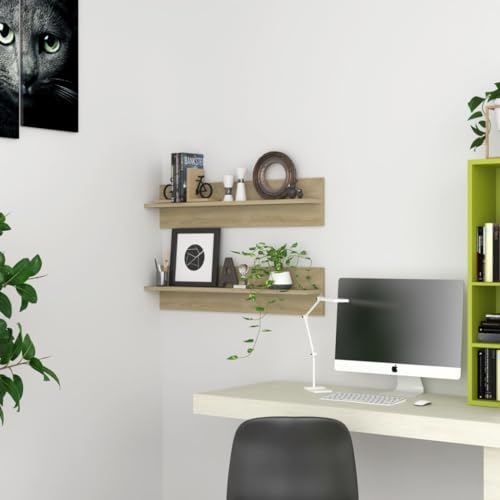 WRJENFSC Wandregal Set 2 Stück aus Holzwerkstoff Sonoma-Eiche 80x11,5x18 cm Schmal Modernes Design für Wohnzimmer Wanddekoration Bücherregal WRJENFSC Wandregal Set 2 Stück aus Holzwerkstoff Sonoma-Eiche 80x11,5x18 cm Schmal Modernes Design für Wohnzimmer Wanddekoration Bücherregal von WRJENFSC