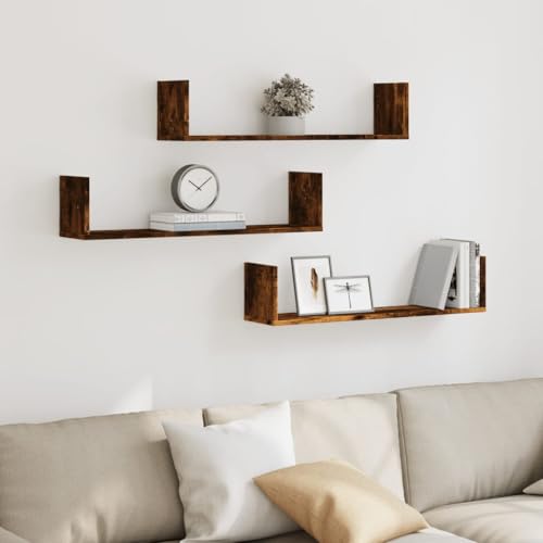 WRJENFSC Wandregal Set 3 STK. Räuchereiche 80x18x18 cm Holzwerkstoff Schmal Kleines Regal für Wandmontage mit Robustem Material und Platzsparendem Design in Wohnzimmer Bad Küche WRJENFSC Wandregal Set 3 STK. Räuchereiche 80x18x18 cm Holzwerkstoff Schmal Kleines Regal für Wandmontage mit Robustem Material und Platzsparendem Design in Wohnzimmer Bad Küche von WRJENFSC