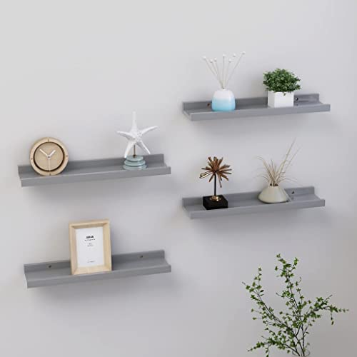 WRJENFSC Wandregal Set 4 Stück Grau MDF Schweberegal 40x9x3 cm Modernes Design für Dekoration und Aufbewahrung in Wohnzimmer Küche Badezimmer WRJENFSC Wandregal Set 4 Stück Grau MDF Schweberegal 40x9x3 cm Modernes Design für Dekoration und Aufbewahrung in Wohnzimmer Küche Badezimmer von WRJENFSC