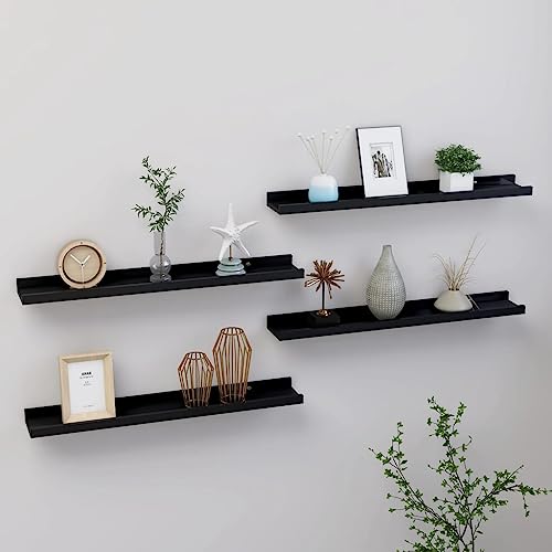 WRJENFSC Wandregal Set 4 Stück Schwarz Schweberegal MDF 60x9x3 cm für Dekoration und Aufbewahrung im Wohnzimmer Küche Badezimmer Modernes Design Robust WRJENFSC Wandregal Set 4 Stück Schwarz Schweberegal MDF 60x9x3 cm für Dekoration und Aufbewahrung im Wohnzimmer Küche Badezimmer Modernes Design Robust von WRJENFSC