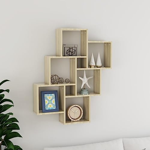WRJENFSC Wandregal Sonoma-Eiche Holzwerkstoff 78x15x93 cm Offenes Regal mit Fächern für Bücher Dekoration im Wohnzimmer Bad oder Küche Robust und Leicht zu Reinigen WRJENFSC Wandregal Sonoma-Eiche Holzwerkstoff 78x15x93 cm Offenes Regal mit Fächern für Bücher Dekoration im Wohnzimmer Bad oder Küche Robust und Leicht zu Reinigen von WRJENFSC