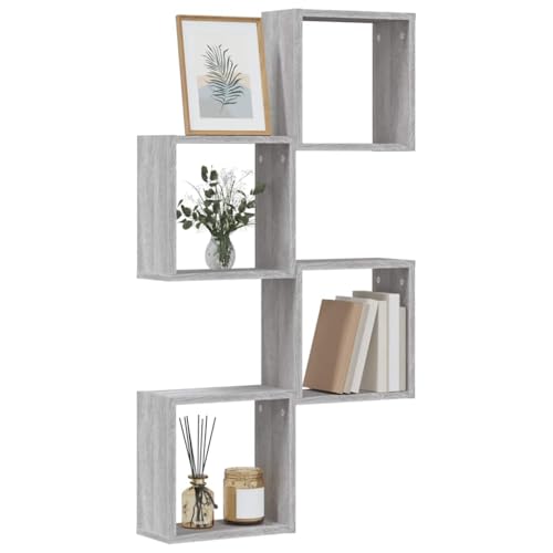 WRJENFSC Wandregal Würfel Grau Sonoma 30x15x30 cm 4 STK. Robustes Holzwerkstoff für Dekoration in Wohnzimmer Büro Badezimmer von WRJENFSC
