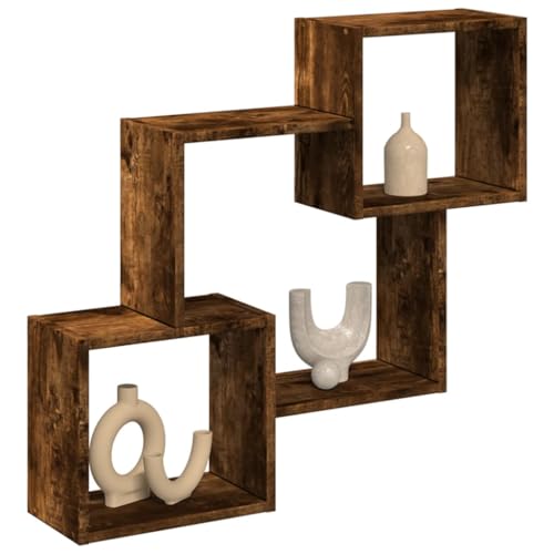 WRJENFSC Wandregal aus Holzwerkstoff in Räuchereiche 78x18x71 cm Schmaler Hängeschrank Modern Design Robust für Küche Bad und Wohnzimmer mit viel Stauraum von WRJENFSC
