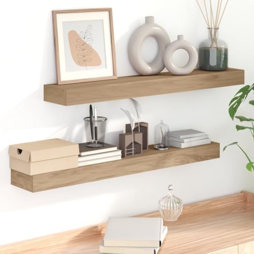 WRJENFSC Wandregal aus Massivholz Teak 90x15x4 cm 2 Stück Schweberegale mit Rustikaler Lasur für Dekorative Wandmontage in Wohnzimmer Bad Küche WRJENFSC Wandregal aus Massivholz Teak 90x15x4 cm 2 Stück Schweberegale mit Rustikaler Lasur für Dekorative Wandmontage in Wohnzimmer Bad Küche von WRJENFSC