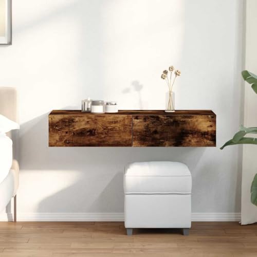 WRJENFSC Wandregal mit Schubladen Räuchereiche Holzwerkstoff 100x36x19cm Stauraum Deko Wandregal für Wohnzimmer Schlafzimmer Küche WRJENFSC Wandregal mit Schubladen Räuchereiche Holzwerkstoff 100x36x19cm Stauraum Deko Wandregal für Wohnzimmer Schlafzimmer Küche von WRJENFSC