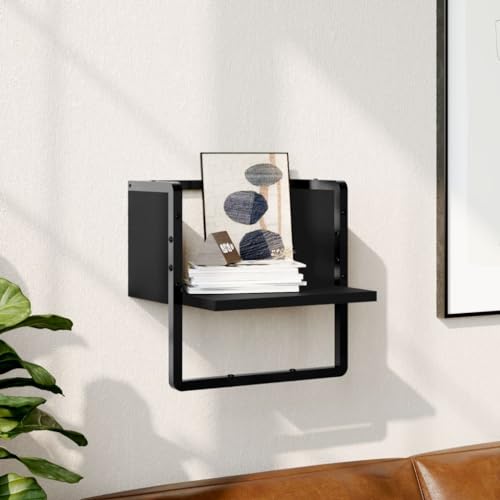 WRJENFSC Wandregal mit Stange Schwarz 30x25x30 cm Holzwerkstoff Metall Schweberegal für Wanddeko Bücher Pflanzen im Wohnzimmer Bad Küche WRJENFSC Wandregal mit Stange Schwarz 30x25x30 cm Holzwerkstoff Metall Schweberegal für Wanddeko Bücher Pflanzen im Wohnzimmer Bad Küche von WRJENFSC