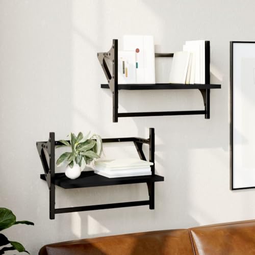 WRJENFSC Wandregale mit Stangen 2 Stück Schwarz 40x25x30 cm – Robustes Schweberegal für Dekoration und Aufbewahrung in Wohnzimmer Küche oder Bad WRJENFSC Wandregale mit Stangen 2 Stück Schwarz 40x25x30 cm – Robustes Schweberegal für Dekoration und Aufbewahrung in Wohnzimmer Küche oder Bad von WRJENFSC