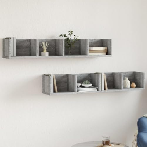 WRJENFSC Wandschränke 2 STK. Grau Sonoma 99x18x16,5 cm Holzwerkstoff Schwebendes Regal für Wanddekoration Bücher Aufbewahrung in Wohnzimmer Büro WRJENFSC Wandschränke 2 STK. Grau Sonoma 99x18x16,5 cm Holzwerkstoff Schwebendes Regal für Wanddekoration Bücher Aufbewahrung in Wohnzimmer Büro von WRJENFSC
