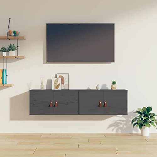 WRJENFSC Wandschränke Grau Kiefer Massivholz 60x30x30 cm 2 STK Wandregal Hängeschrank für Küche Bad Wohnzimmer Aufbewahrung Dekoration WRJENFSC Wandschränke Grau Kiefer Massivholz 60x30x30 cm 2 STK Wandregal Hängeschrank für Küche Bad Wohnzimmer Aufbewahrung Dekoration von WRJENFSC
