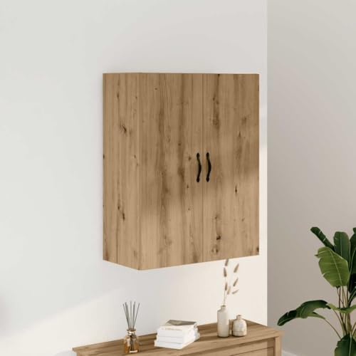 WRJENFSC Wandschrank Artisan Eiche 69,5x34x90 cm Holzwerkstoff mit 3 Fächern und stabilen Eisengriffen Modernes Wandregal platzsparend für Wohnzimmer Schlafzimmer Flur von WRJENFSC