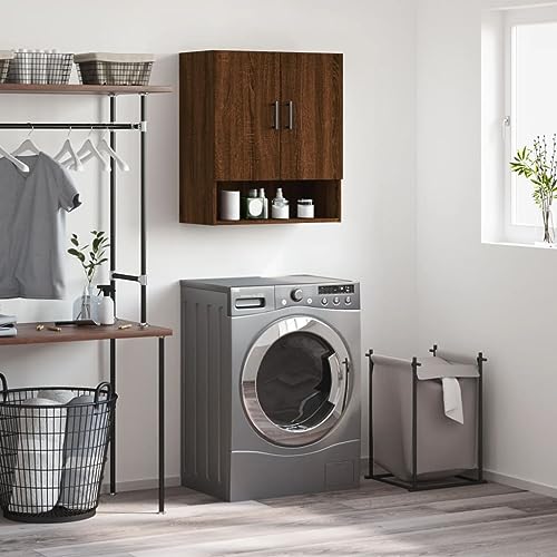 WRJENFSC Wandschrank Braun Eichen-Optik 60x31x70 cm Holzwerkstoff Hängeschrank mit Stauraum für Küche Bad und Wohnzimmer Organizer von WRJENFSC