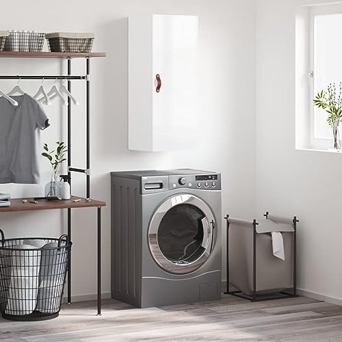 WRJENFSC Wandschrank Hochglanz Weiß 34,5x34x90 cm aus Holzwerkstoff Viel Stauraum platzsparende Wandmontage Modernes Design für Living Room Schlafzimmer Flur Büro Küche von WRJENFSC