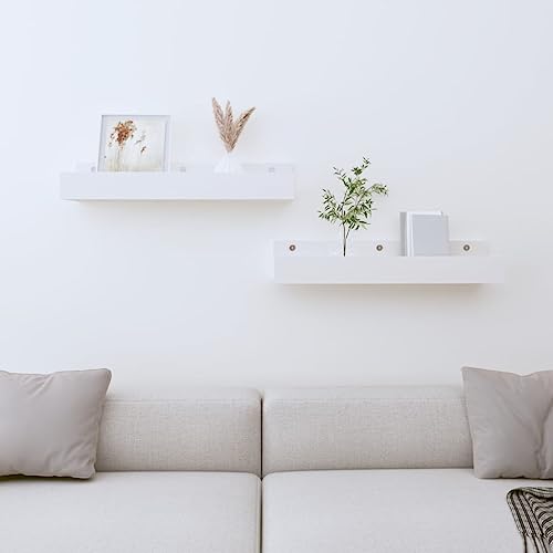 WRJENFSC Weiße Wandregale aus Massivholz Kiefer 2er Set 50x12x9 cm Schmale Regale für Bücher Deko im Wohnzimmer Bad oder Küche Rustikales Design WRJENFSC Weiße Wandregale aus Massivholz Kiefer 2er Set 50x12x9 cm Schmale Regale für Bücher Deko im Wohnzimmer Bad oder Küche Rustikales Design von WRJENFSC