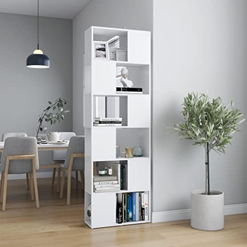 WRJENFSC Weißer Bücherregal Raumteiler Schmal Hoch 60x24x186 cm Mit 6 Fächern Elegantes Klassisches Design Robust Und Langlebig Für Wohnzimmer WRJENFSC Weißer Bücherregal Raumteiler Schmal Hoch 60x24x186 cm Mit 6 Fächern Elegantes Klassisches Design Robust Und Langlebig Für Wohnzimmer von WRJENFSC