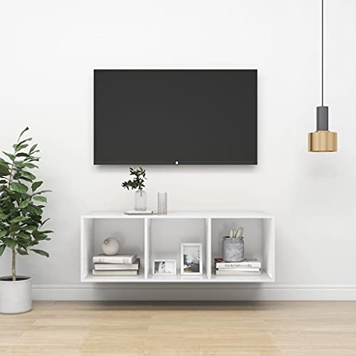 WRJENFSC Weißer Hängender TV Schrank Universal für Wandmontage Vertikal oder Horizontal mit 3 Fächern Großzügigem Stauraum 37x37x107 cm aus Holzwerkstoff für Wohnzimmer WRJENFSC Weißer Hängender TV Schrank Universal für Wandmontage Vertikal oder Horizontal mit 3 Fächern Großzügigem Stauraum 37x37x107 cm aus Holzwerkstoff für Wohnzimmer von WRJENFSC