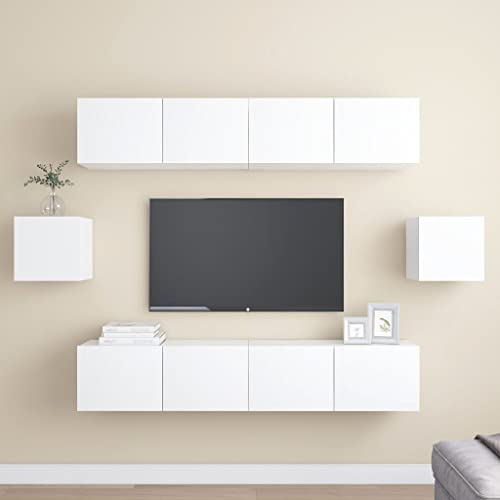 WRJENFSC Weißer TV-Schrank-Set Hängend Holzwerkstoff 4x80cm & 2x30cm Schrankwand TV Board Sideboard Wohnzimmer Modern WRJENFSC Weißer TV-Schrank-Set Hängend Holzwerkstoff 4x80cm & 2x30cm Schrankwand TV Board Sideboard Wohnzimmer Modern von WRJENFSC