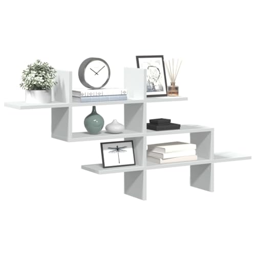 WRJENFSC Weißes Wandregal Schwebendes Regal aus Holzwerkstoff 124,5x18x60,5 cm für Wohnzimmer Küche Bad mit Robustem Design und Platzsparendem Stauraum von WRJENFSC