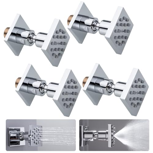 WRKMH 4 Pcs Seitenbrausen Dusche Chrom 2 Funktionen Seitenbrause Quadrat Massagedüse 50 * 50mm Messing Seitenbrause Brause Winkel Einstellbar Seitenbrause Dusche für Badezimmer von WRKMH