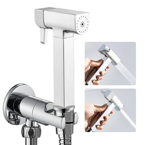 WRKMH Bidet Handbrause Set Chrom 2 Funktionen Handbrause Toilette Messing Wandmontiert Bidet Armaturen mit 1.2m Duschschlauch, Ein Zulauf und Ein Ablaufeckventil WRKMH Bidet Handbrause Set Chrom 2 Funktionen Handbrause Toilette Messing Wandmontiert Bidet Armaturen mit 1.2m Duschschlauch, Ein Zulauf und Ein Ablaufeckventil von WRKMH