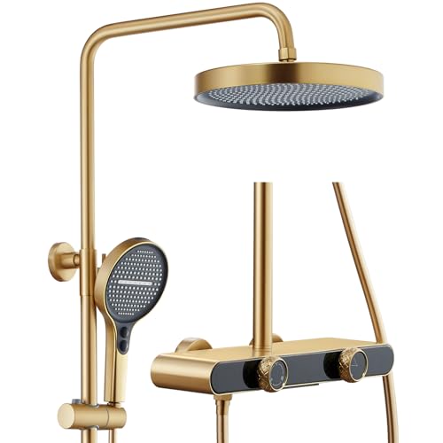 WRKMH Duschsystem gebürstetes Zirkonium Gold freiliegendes Duscharmatur-Set von WRKMH